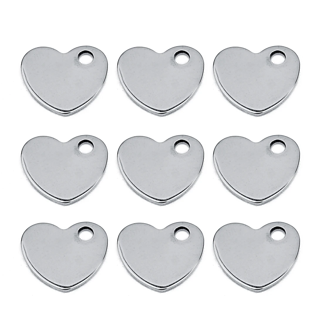 

10pcs/lot 10 14 28mm Silver Tone 316L Stainless Steel Heart Pendant Charms Metal Stamping Blanks Tags for Jewelry Making