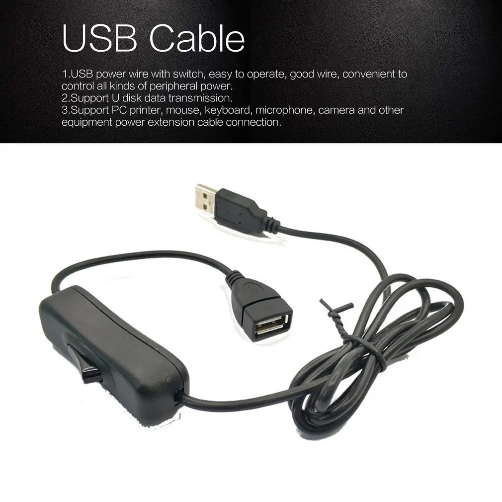 Удлинительный кабель USB Male Female с переключателем 1 м 4 ядерный питания 28AWG провод из