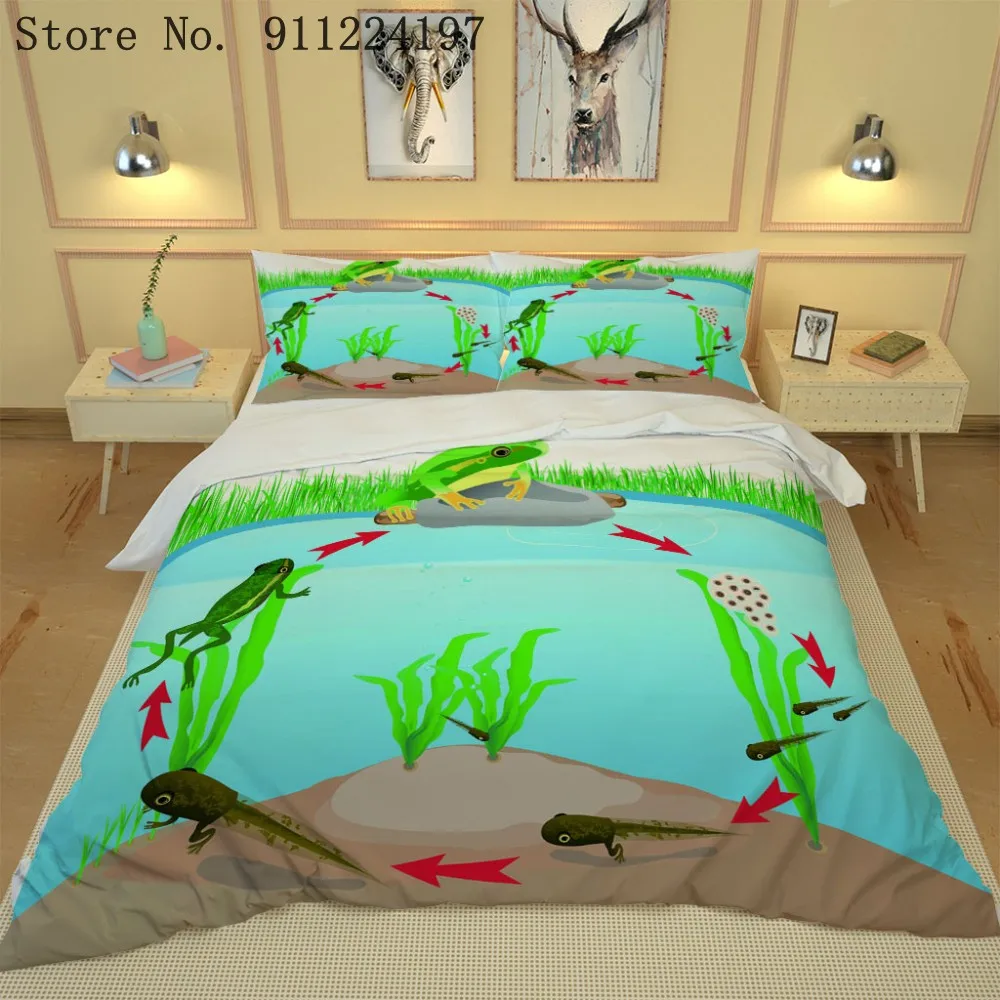 Средний аквариум для рыбок постельное белье 3D печатная лягушка Головастик