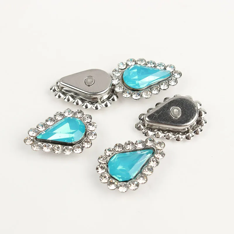 Sky blue Opal Silver 50 шт. Каплевидная форма цветка пришить на горный хрусталь Кристалл Flatback горный хрусталь Золотая основа с оправа, коготь DIY одежда платье - Цвет: Sky blue Opal Silver