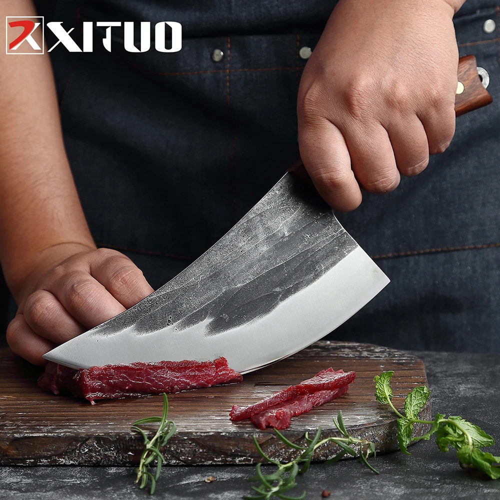 

XITUO Full Tang Butcher Knife Handmade Forged Kitchen Chef Knife High-carbon Steel Wenge Handle Butcher Cleaver Kitchen Knife