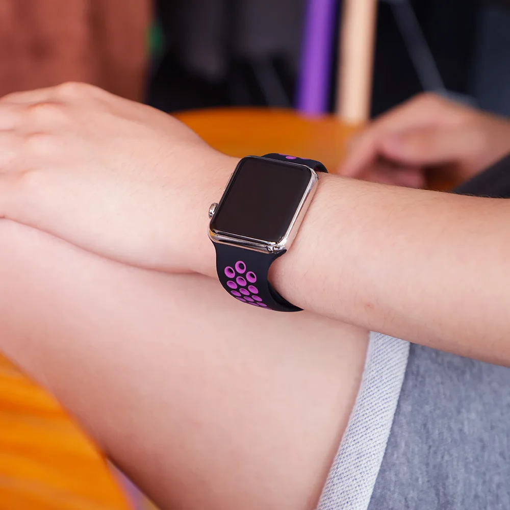 Спортивный ремешок для apple watch band 4 5 42 мм/38 мм iwatch band 44 мм/40 мм ремешок силиконовый браслет дышащий ремешок для часов серии 5 4 3 2