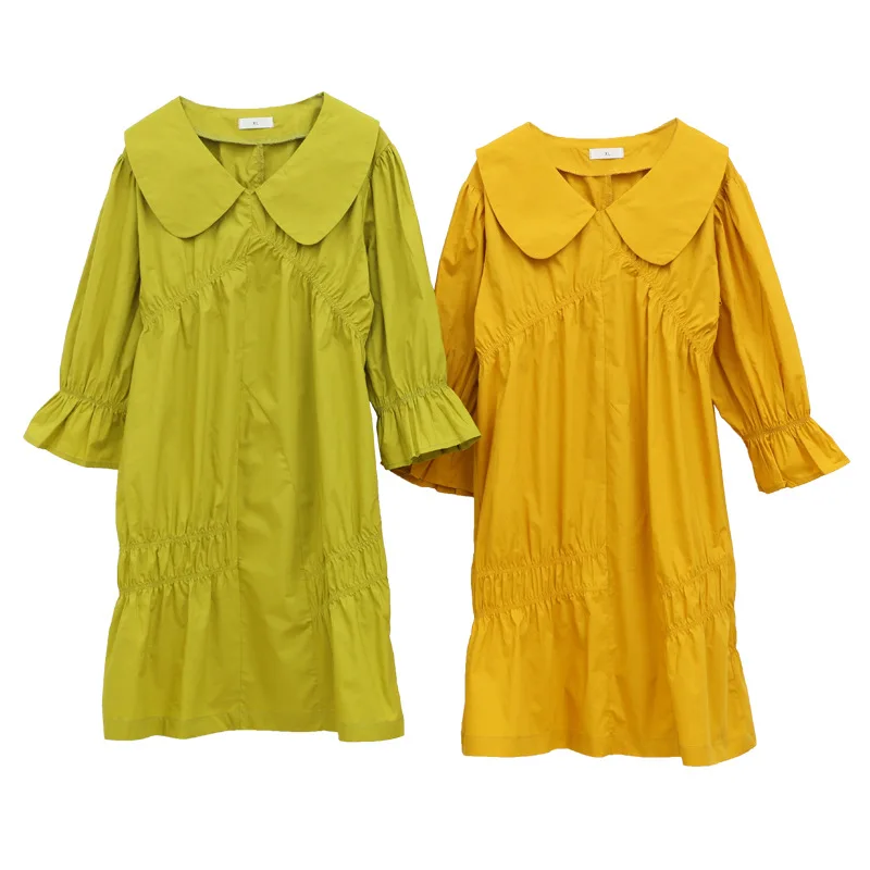 Green Yellow Asymmetrical Dresses For Teenage Girls Clothing Children Petal Sleeve Patchwork Dress Toddler Clothes 8 10 12 Years | Детская