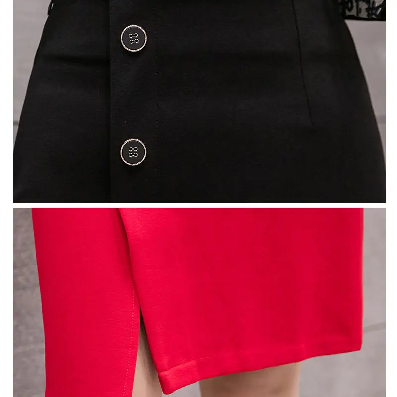 

Plus Size Sexy Women Office Skirt 2021 Summer Slim Bodycon High Waist Button Split Formal Office Lady Black Pencil Skirts Female