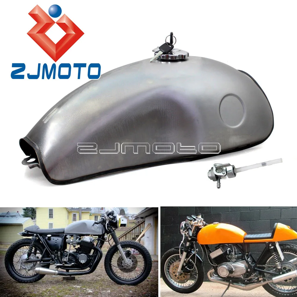 Стальной Топливный бак для мотоцикла 2 6 Гал Yamaha Suzuki Honda CB XS SR XV MOJAVE 750 Bobber Cafe Racer