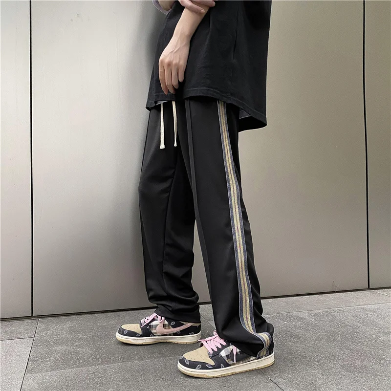 

Мужские спортивные брюки Vibe style, свободные прямые винтажные повседневные брюки с широкими штанинами, на осень