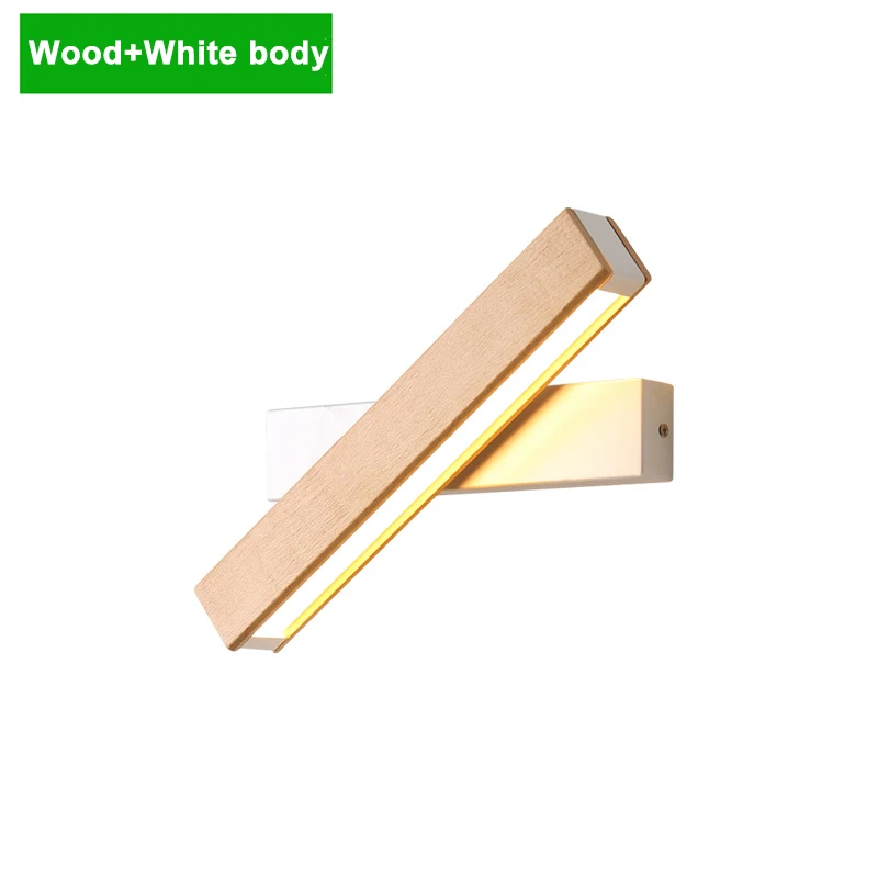 Wood-White body Деревянные современные светодиодные Настенные светильники, прикроватные настенные лампы, настенные бра, черная спальня, Скандинавская рулевая головка 110-220 В для гостиной ZBD0027 - Цвет абажура: Wood-White body