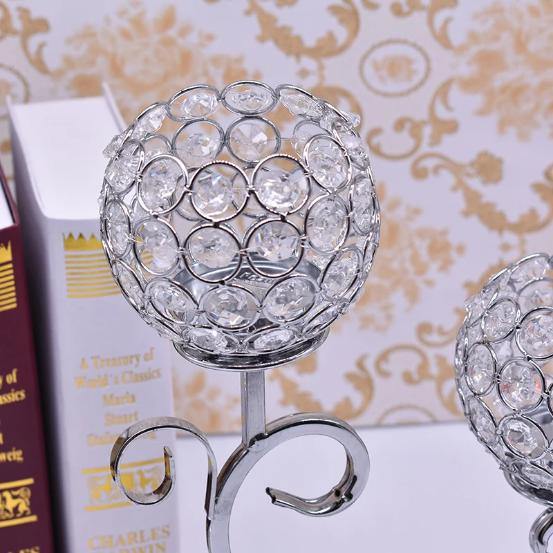 

European Decorative Candle Holders Gold Candle Lantern Wedding Crystal Candleabra For Romantic Candlelight Dinner Decoration