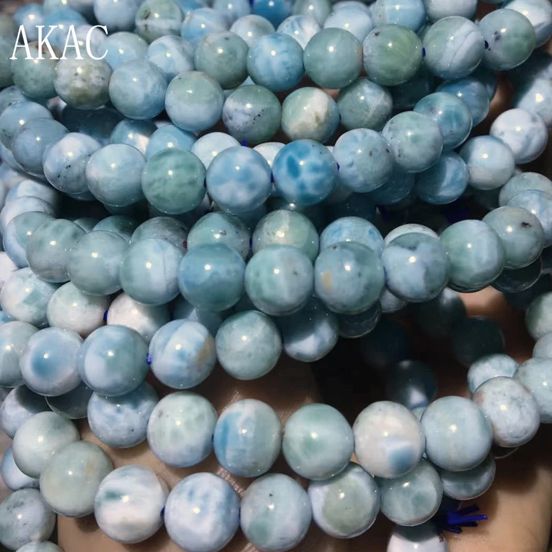 

1bracelet Approx8-8.5mm 22-23beads 100% Natural Dominican larimar bracelets beads send randomly