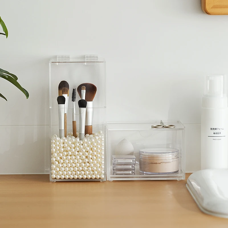 

Оптовая продажа из Китая ящик для хранения кистей для макияжа с крышкой из акрила для девочек и женщин, защита от пыли, органайзер, контейнер...
