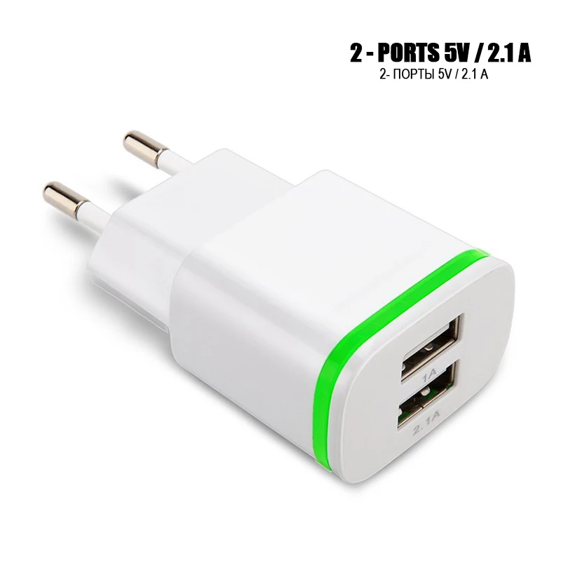 Светодиодный светильник Micro USB зарядное устройство Eu 5V 2A 2 порта адаптер питания для быстрой зарядки для iPhone 6 7 8 Plus XS MAX Smasung S10 huawei P30 Pro - Тип штекера: Eu White
