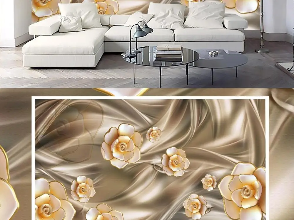 

New Custom 3D Large Mural Wallpaper Three-dimensional fantasy flower jewelry children's room TV Background living Bedroom