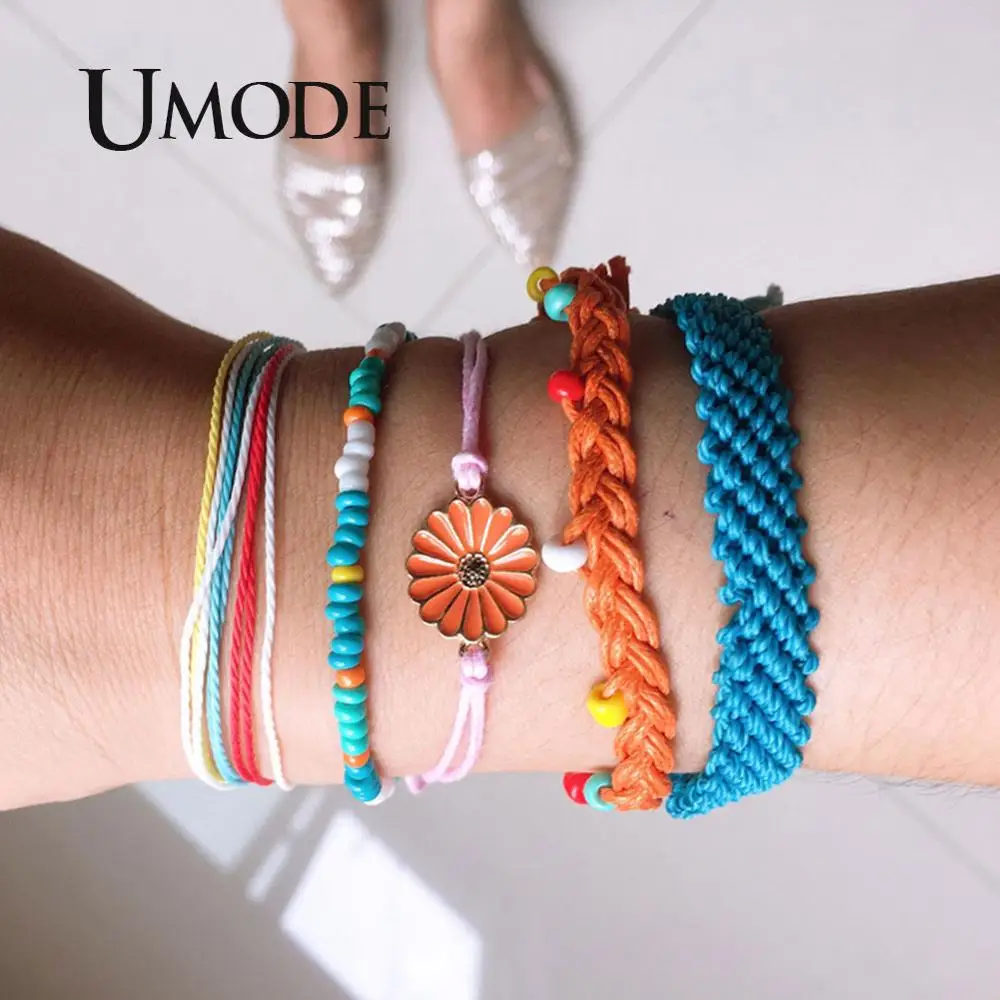 UMODE Vsco, Набор браслетов дружбы для девочек Bts, ручная работа, ромашки, браслеты, Boho Femme, аксессуары, браслеты, PB0497