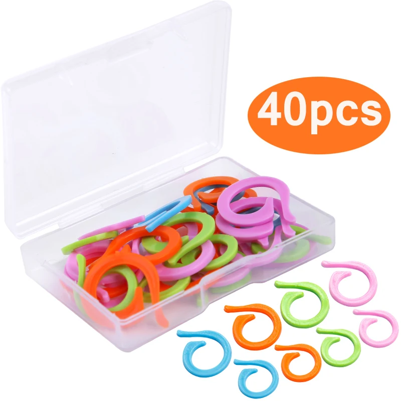 

KAOBUY 40PCS Knitting Crochet Markers Large Stitch Needle Clip Markers Ring Sewing Accessories for DIY Weaving Knitting Tools