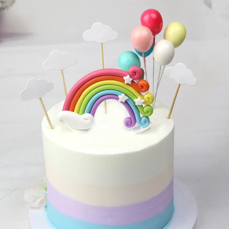 

13pcs Unicorn Cake Topper Cloud Rainbow Balloon Cupcake Birthday Party Decoration