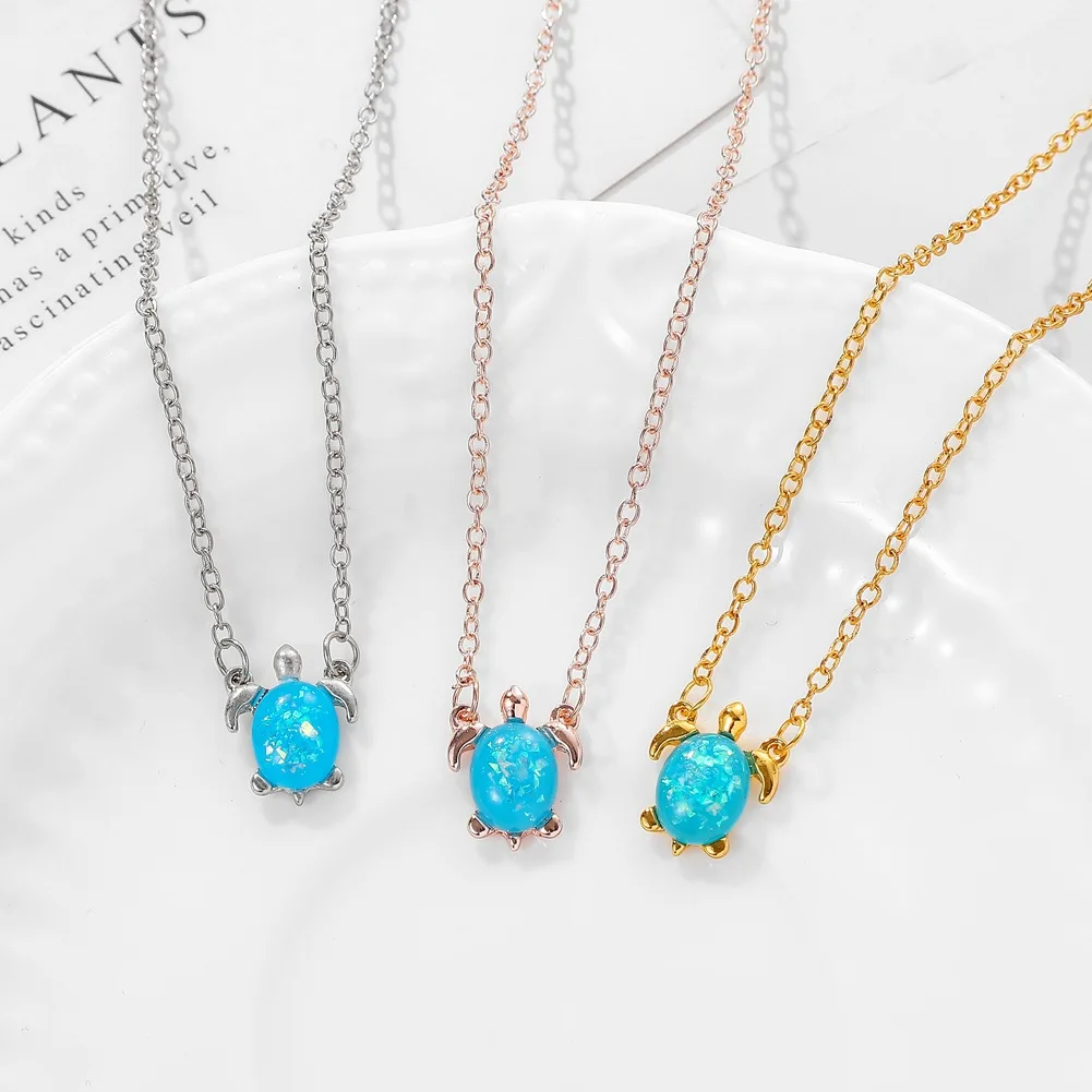 Женское и мужское ожерелье из смолы колье с подвеской в виде черепахи голубого