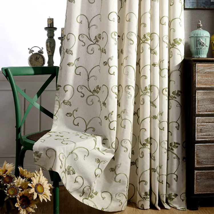 

[Pinnate-Leaved] Curtains Modern Minimalist European Curtains Cotton Curtains Embroidered Curtains Window Screen