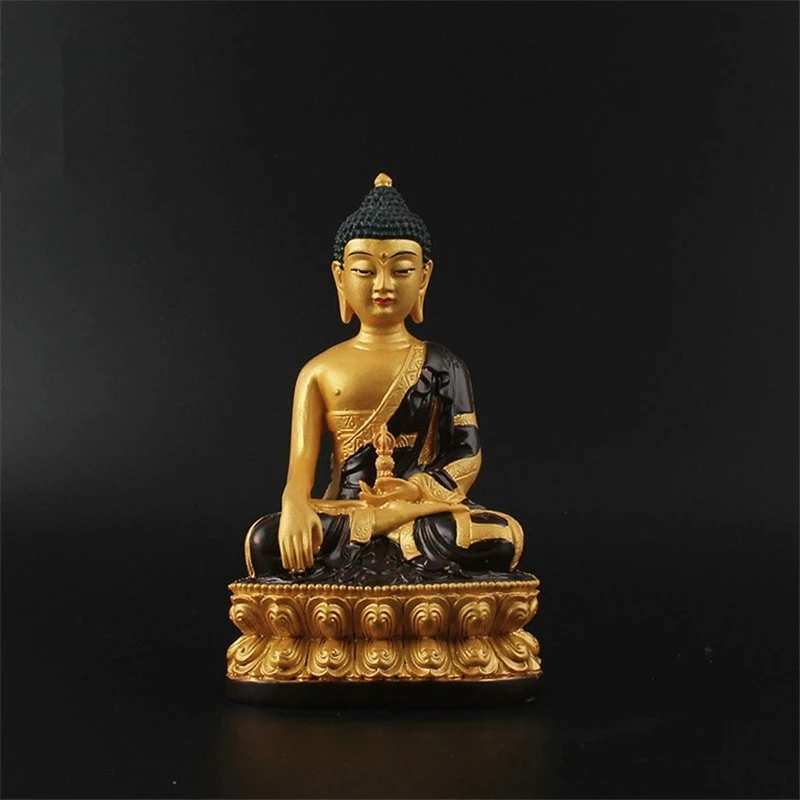 

13cm Colored Plated Tantric Buddhist Resin Aksobhya Bodhisattva Buudha Putting Decorate Statue Small Collective Figurine