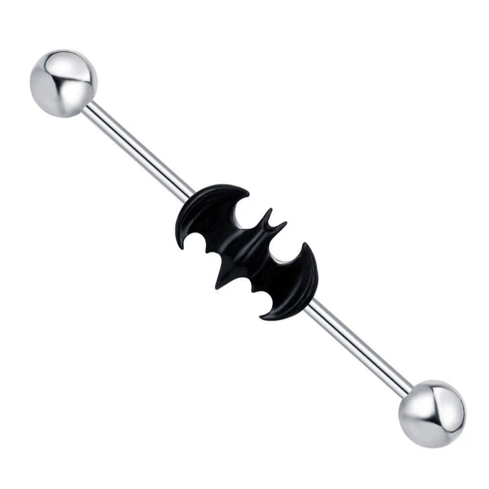 

14G Stainless Steel Bat Industrial Barbell Earrings Screw Ear Cartilage Tragus Helix-Conch Body Piercing Jewelry