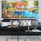 5diy алмазная живопись Европейский Сад Коттедж Алмазная мозаика Новые полные квадратные картины Стразы ландшафты озеро лебедь декор,