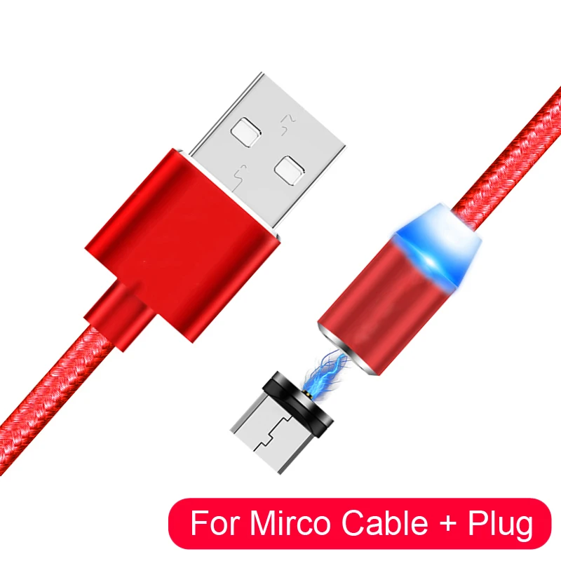 1 м 2 м Магнитный кабель Micro Usb type C Быстрая зарядка Microusb type-C Магнитный зарядный провод USB C для iPhone 11 X Xr Xs 7 usb кабель - Color: Red Micro Cable