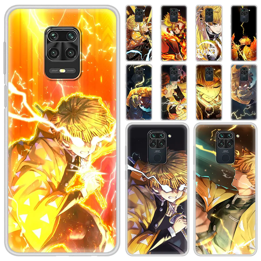 

Translucent Matte Phone Case For Xiaomi Redmi Note 10 9 8 Pro 7 8T 9S 9T K40 Pro 9A 9C Soft Capa Zenitsu Demon Slayer Personajes