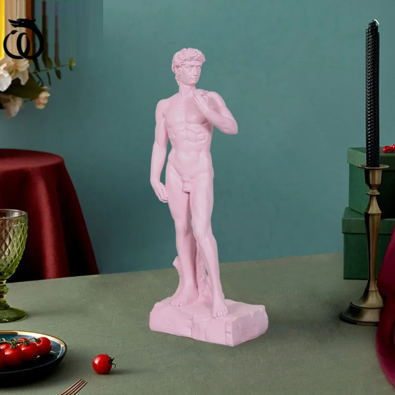 

WU CHEN LONG Nordic Abstract David Art Sculpture Luxurious Boy Figurines Resin Crafts Home Decorations Gypsum Art Material R5864