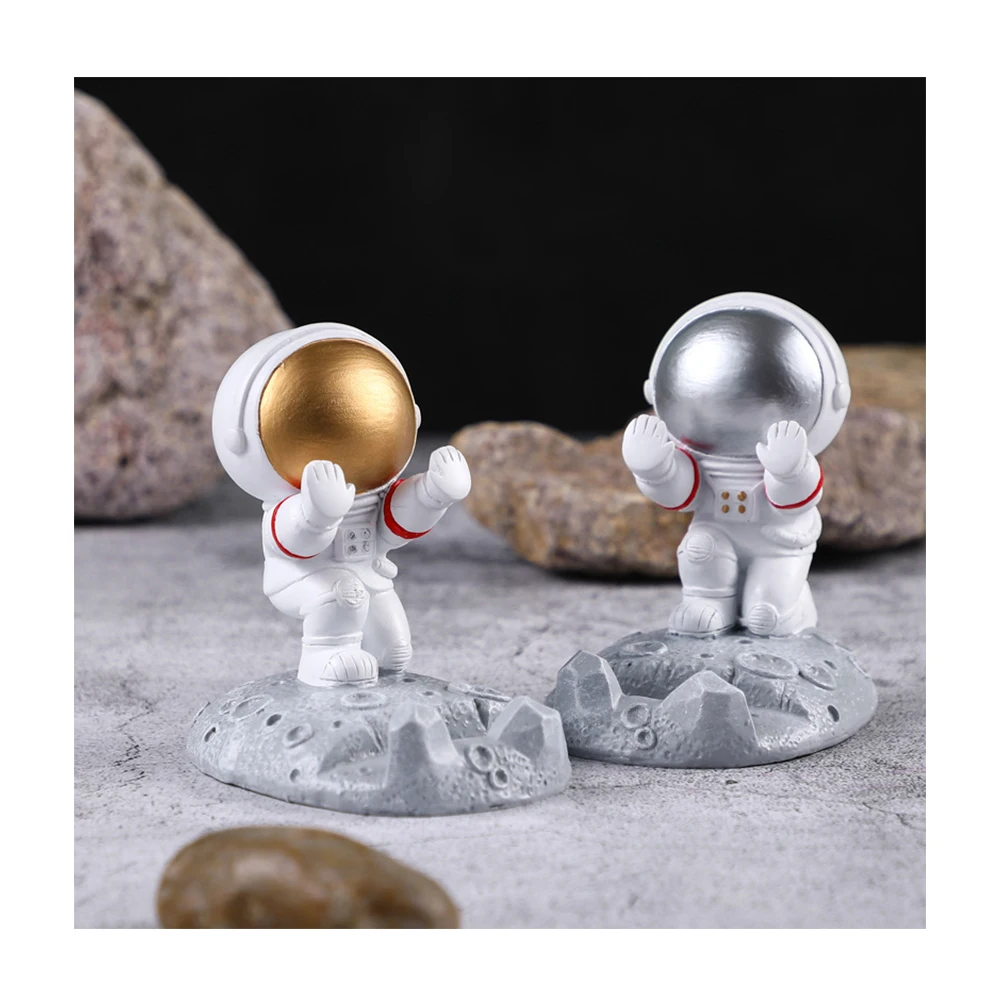 pilot creative ipad mobile phone holder desktop resin decoration astronaut ornaments gold silver astronauts home decor free global shipping
