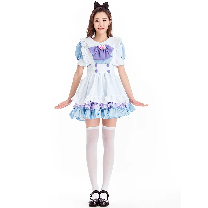 

Halloween Women Anime Alice In Wonderland Maid Dress Cosplay Lolita Maid Costumes Fantasia Carnival Party Dress