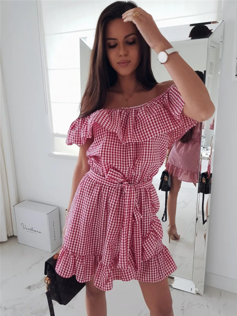 Летнее женское платье в богемном стиле с вырезом лодочкой ТРАПЕЦИЕВИДНОЕ