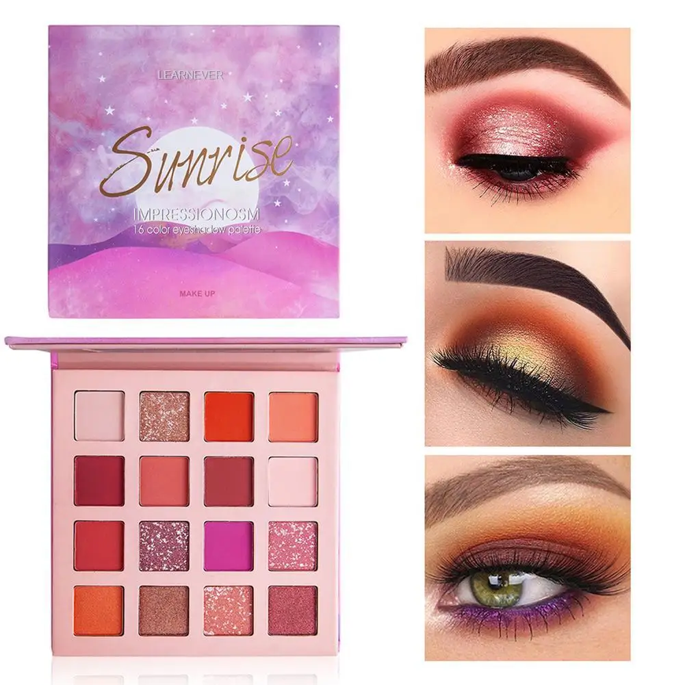 16 цветов мерцающие матовые тени для век Палитра стойкий водостойкий мерцающий