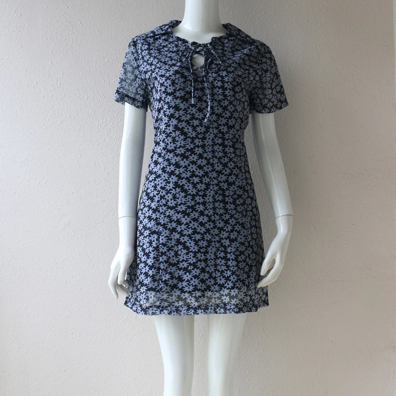 2019 новое платье Корин со шнуровкой мини с цветочным рисунком винтажное Харадзюку