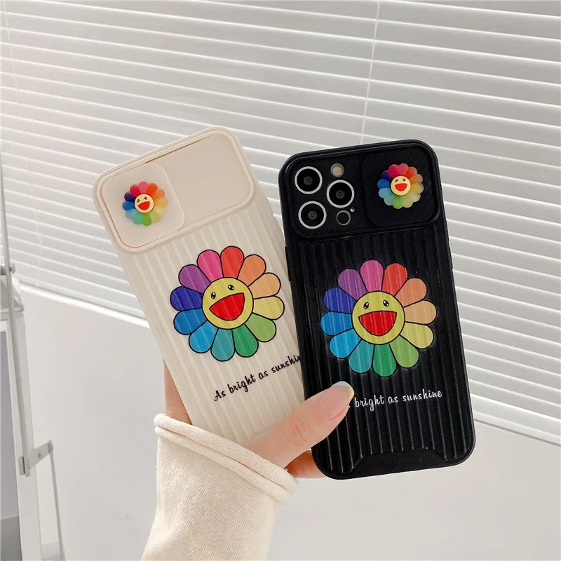 push window fashion cover for apple iphone 12 mini 7 8 x xs xr max 11 pro plus hot luxury brand smiley sun flower silicone case free global shipping