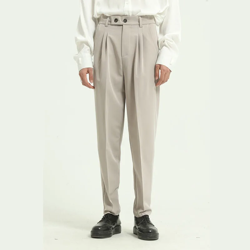 

Брюки мужские классические, деловой повседневный костюм, винтажные модные штаны в японском и корейском стиле, уличная одежда, однотонные шт...