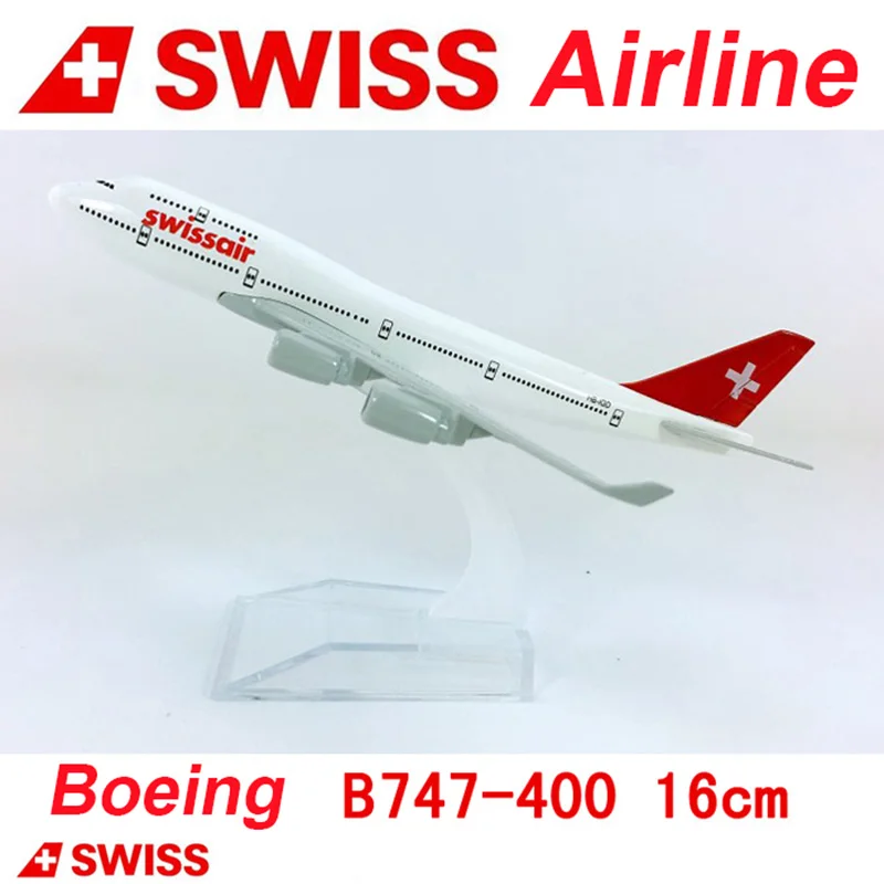 1/400 16 см весы Boeing B747 400 модель игрушки SWISS airlines SWISSAIR с базой airbus металлический сплав