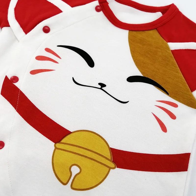 Новая одежда для новорожденных девочек Комбинезон с рисунком Lucky Cat милый костюм