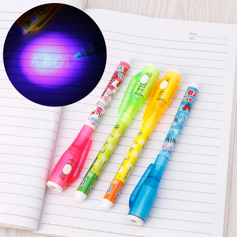 

4 PCS Invisible Ink Pen Spy Pen with UV Light Magic Marker for Secret Message Kids Party Favors Halloween Goodies Bags Toy 4X