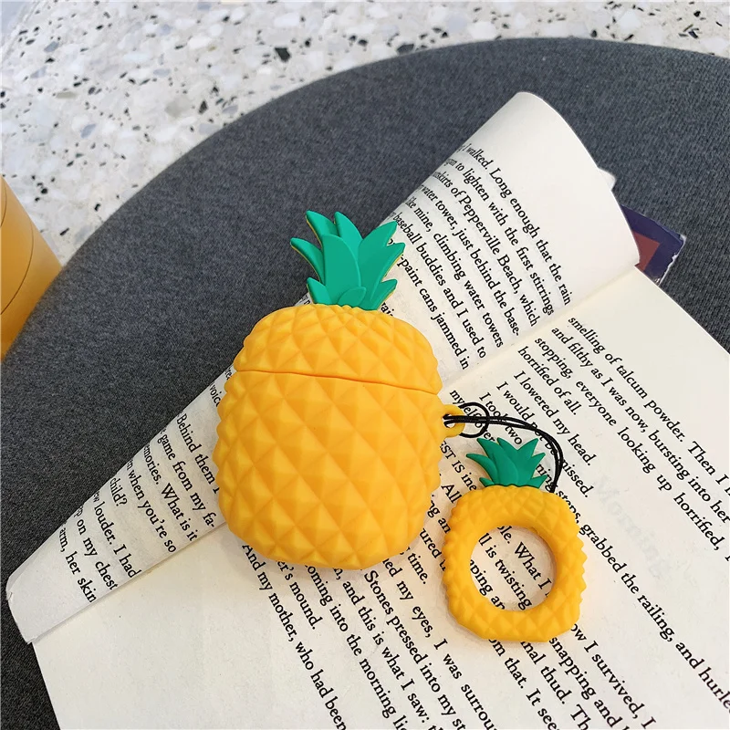 

3D Pineapple Silicone Case for Airpods Cute Fruits Ananas Diamond Soft Cover for Air Pods 2 Headphone Shockproof Cases Coque