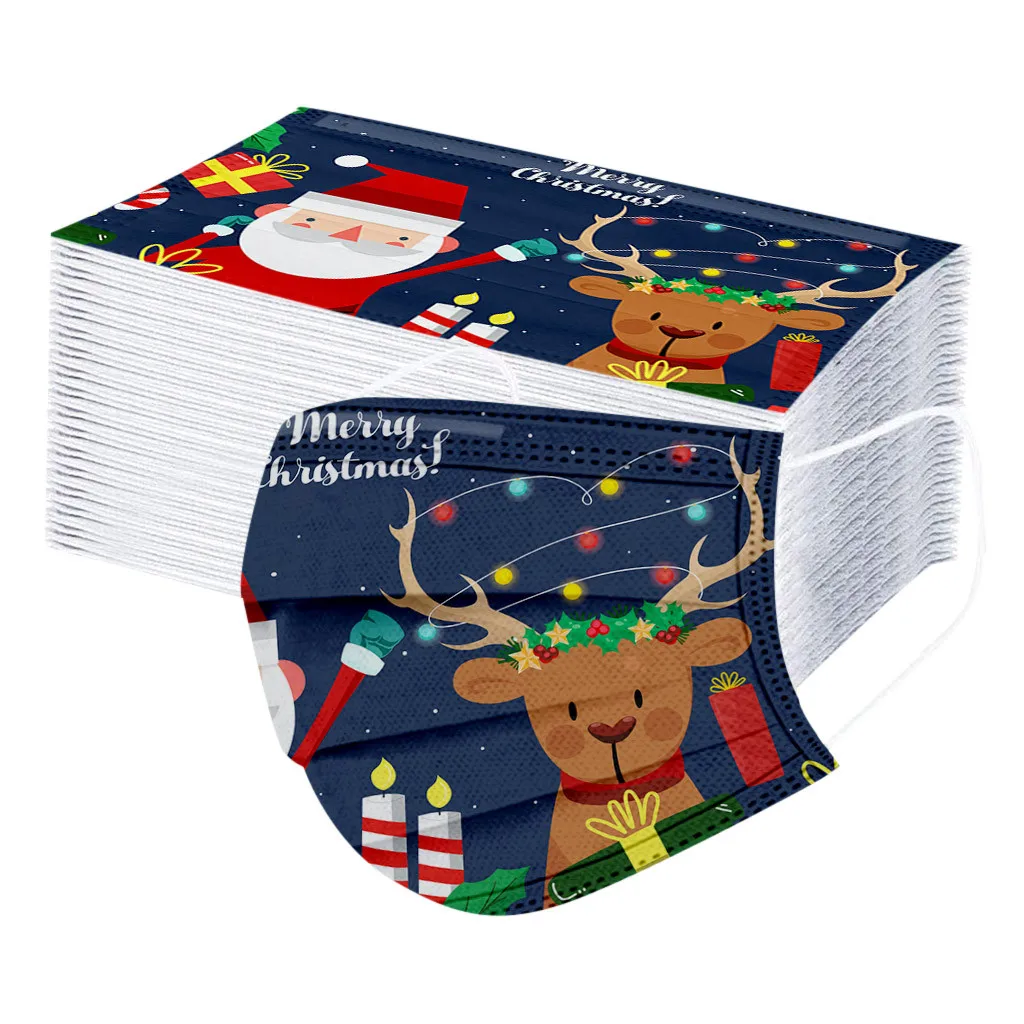 

10/20/30/50/100PC Face Mask Children's Disposable Face Cover Christmas Halloween Print Mouth Face Cover Dustproof Mascarillas