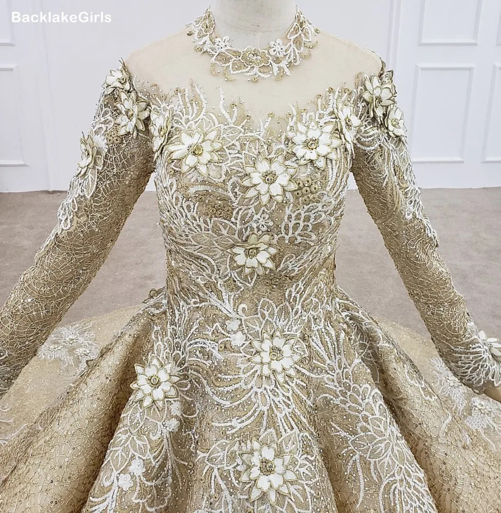 3d цветок невесты роскошные мусульманские свадебные платья бальное платье