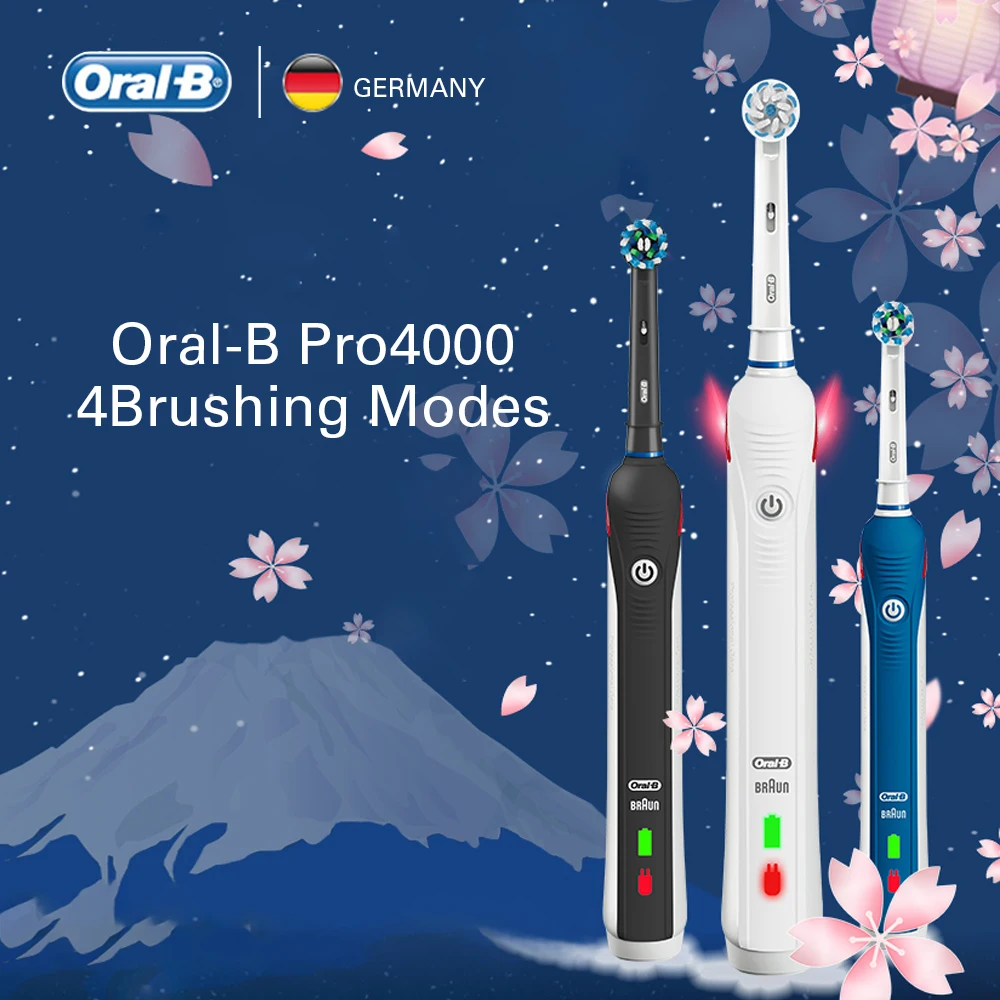Электрическая зубная щетка Oral B перезаряжаемая для отбеливания зубов PRO4000 3D умная