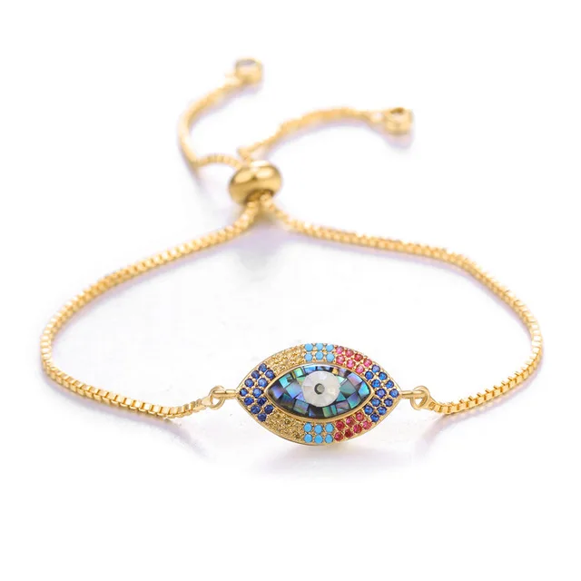 New evil eye JUWANG Турецкий Дурной глаз браслеты для женщин микро проложить Циркон Шарм регулируемые цепи Мода ручной работы ювелирные изделия подарок - Окраска металла: New evil eye