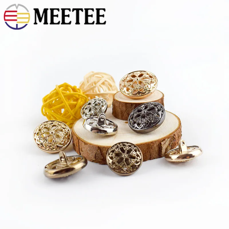 Meetee 10 шт. 18-22 мм полые цветочные Металлические Модные пуговицы DIY аксессуары для
