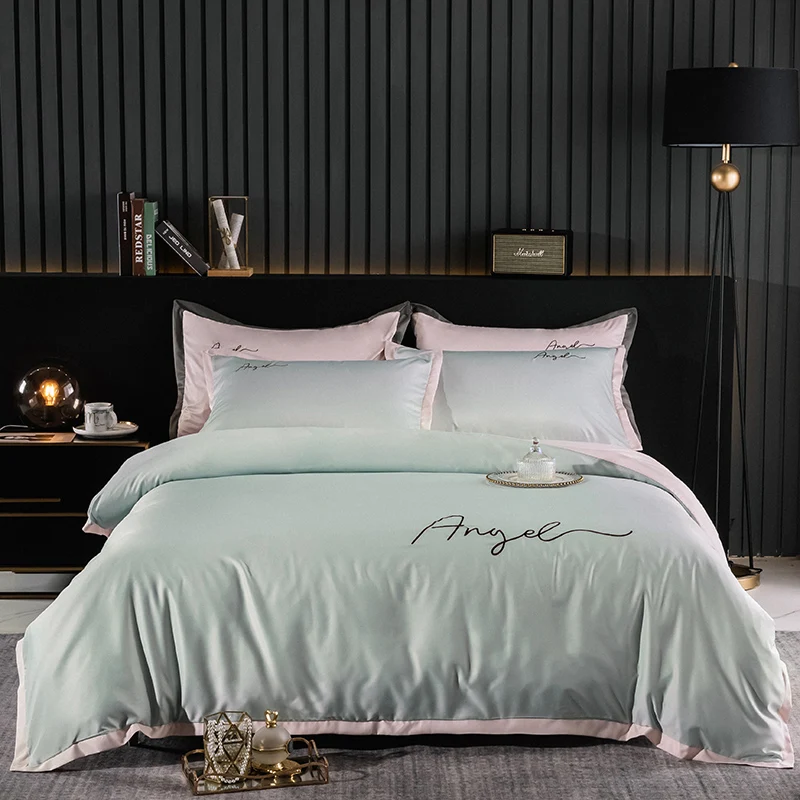 Modern Brief Luxury Duvet Cover Set Angel Letter Printed Bedding Bed Linen 220x240 Queen King Bedclothes Soft Quilt Covers | Дом и сад