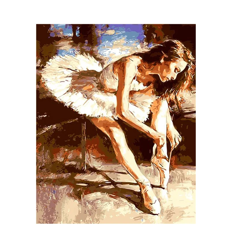 

DIY kits Painting By Number Ballet Girl Coloring HandPainted Drawing Picture By Number Canvas Frame Home Decortion Wall Art Work