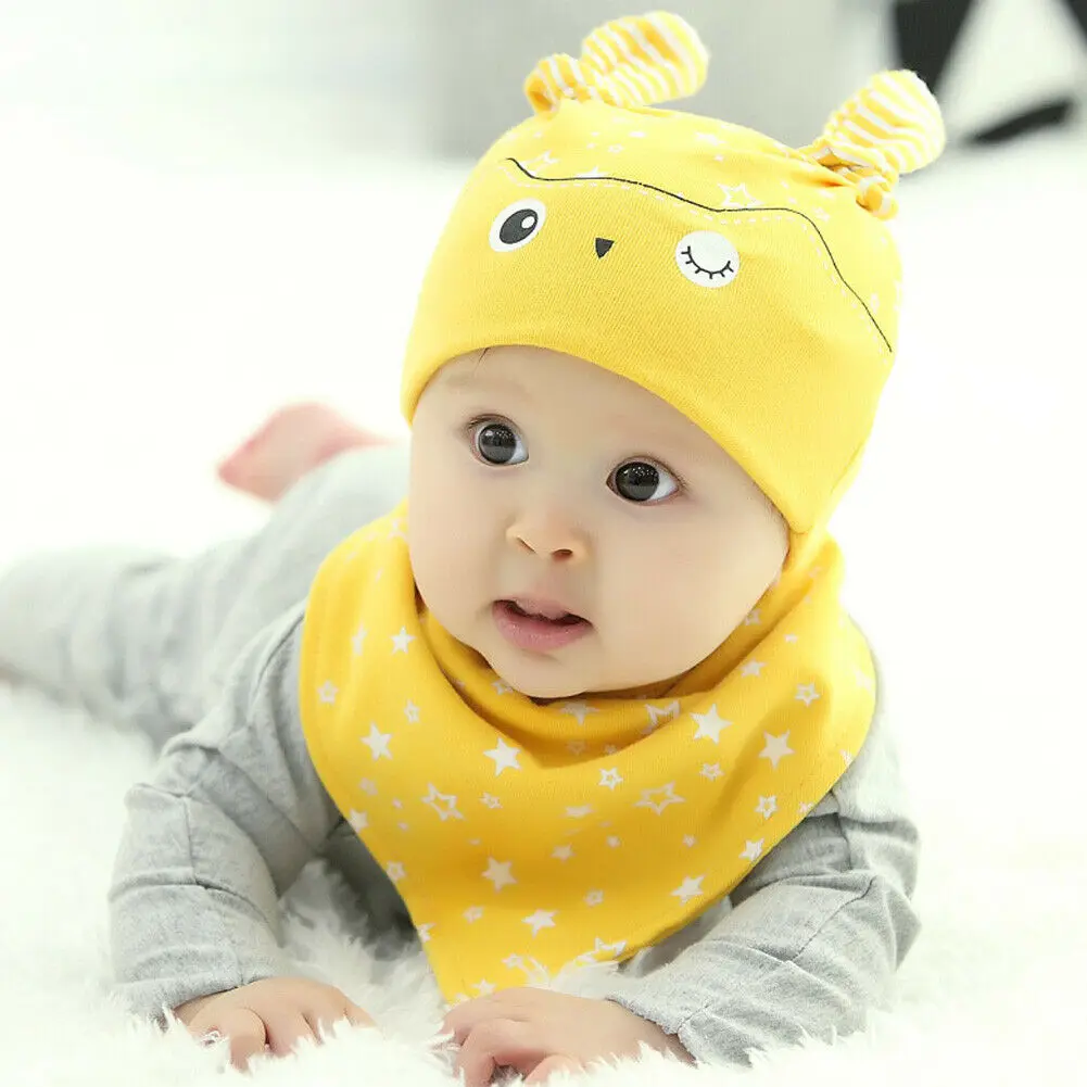 2019 Baby Accessories Toddler Infant Christmas Star Hat 3D Ears Cap Bonnet Beanie Scarf Head Neck Wrap 2Pcs Set Shower | Детская одежда