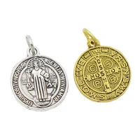 saint charm beads st benedict patron medal cross 20x17mm 100pcs zinc alloy pendants t1649