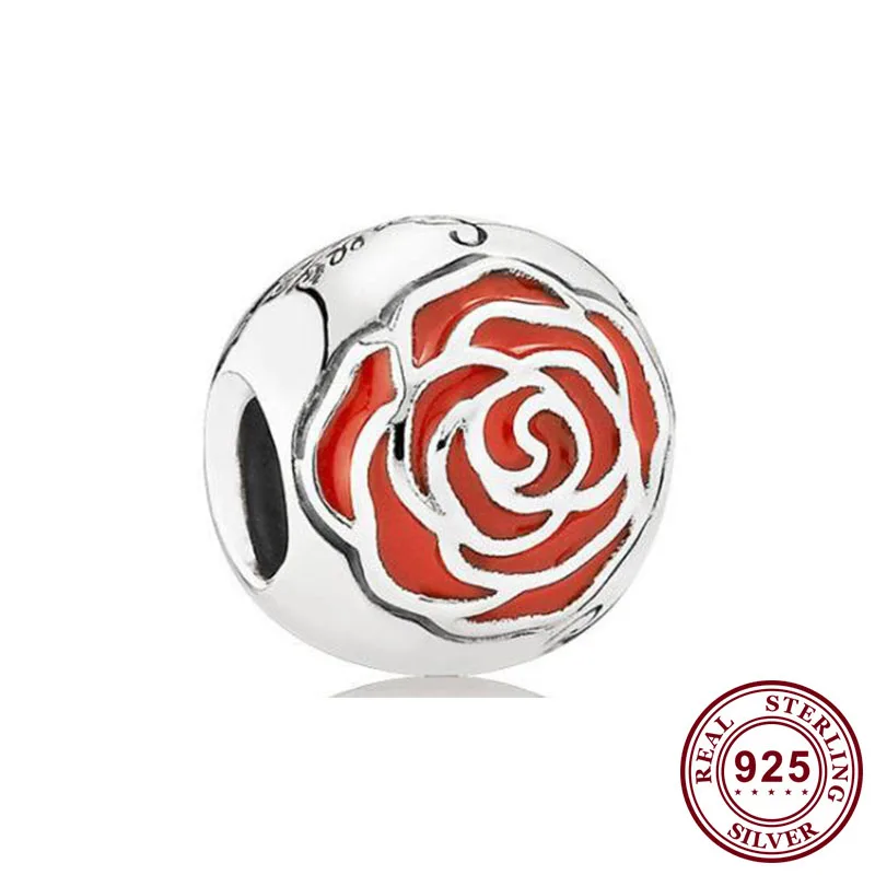 

100% 925 Sterling Silver Bead New Rose Beads Fit Pandora Women Bracelet & Necklace Diy Jewelry