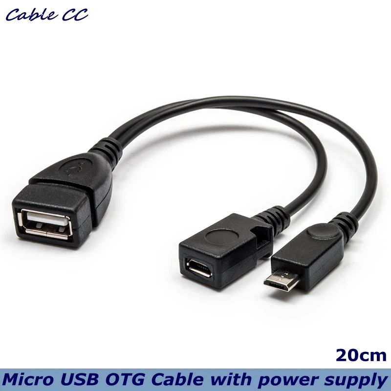 

20cm 2 in 1 OTG Micro USB host power Y splitter USB adapter for Micro 5-pin male and female cable Micro power supply