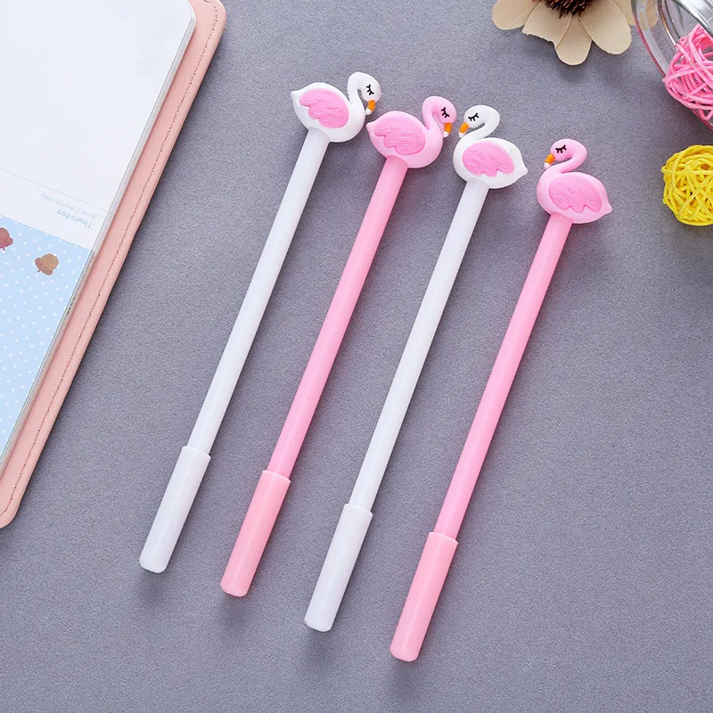 

40 pcs/lot Kawaii Flamingo Gel Pens Cute Signature 0.5 mm Black Ink Signature Pen School Writing Supplies Stationery gift